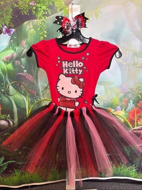 Hello Kitty Red, Black & Pink Tulle Tutu Dress